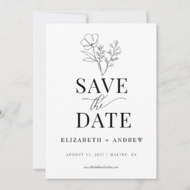 ミニマルエレガント植物学 |ワイルドフラワー結婚ズ セーブザデート