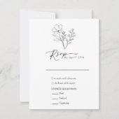 ミニマルエレガント植物学 |ワイルドフラワー結婚ズ 出欠カード (正面)