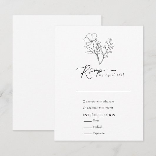 ミニマルエレガント植物学 |ワイルドフラワー結婚ズ 出欠カード (正面/裏面)