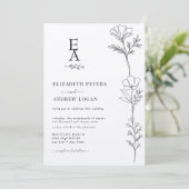 ミニマルエレガント植物学 |ワイルドフラワー結婚ズ 招待状 (スタンド正面)