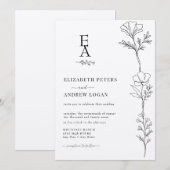 ミニマルエレガント植物学 |ワイルドフラワー結婚ズ 招待状 (正面/裏面)