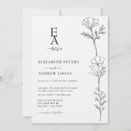 ミニマルエレガント植物学 |ワイルドフラワー結婚ズ 招待状