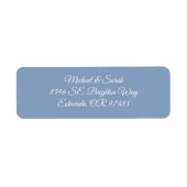 ミニマルエレガント消色の青い差出人住所 ラベル (正面)