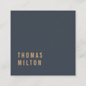 ミニマルエレガント深いブルーブラウンホワイトコンサルタント スクエア名刺 (正面)