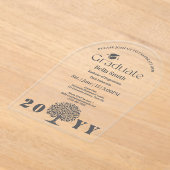 ミニマルエレガント炭卒業 アクリル招待状 (レイダウン)