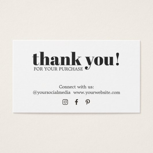 ミニマルエレガント白黒ありがとう (正面)