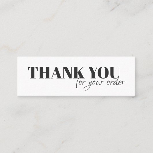 ミニマルエレガント白黒ありがとう スキニー名刺 (正面)