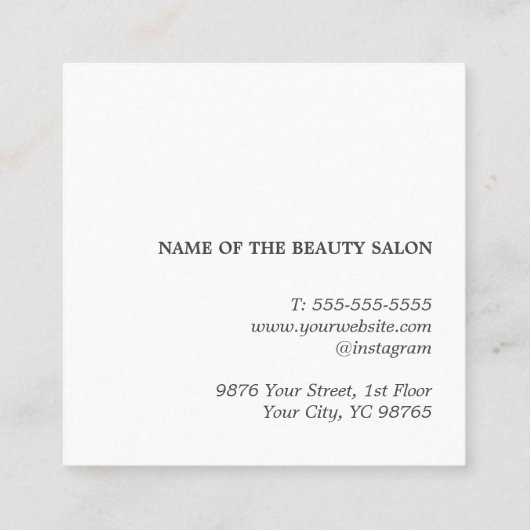 ミニマルエレガント白黒はっきりしたサロン 予約カード (裏面)