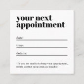 ミニマルエレガント白黒はっきりしたサロン 予約カード (正面)