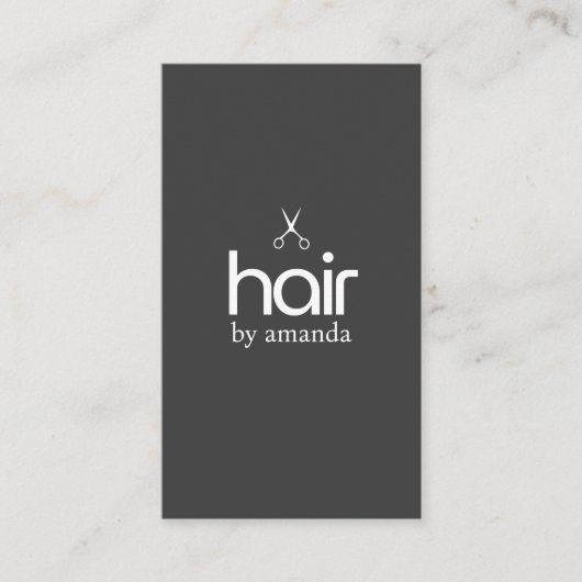 ミニマルエレガント白黒はっきりしたハサミ毛 名刺 (正面)