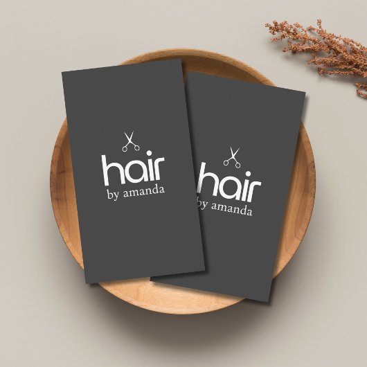 ミニマルエレガント白黒はっきりしたハサミ毛 名刺