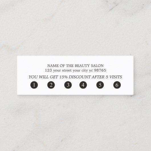 ミニマルエレガント白黒はっきりした ロイヤリティカード (裏面)