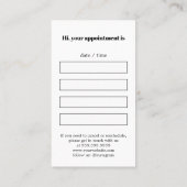 ミニマルエレガント白黒はっきりした 予約カード (裏面)