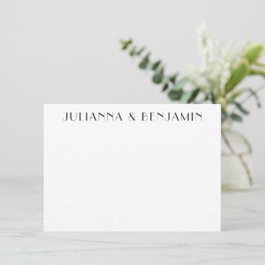 ミニマルエレガント白黒カスタムアールデコ ノートカード (スタンド正面)