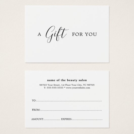 ミニマルエレガント白黒ギフト証書 (正面&裏面)