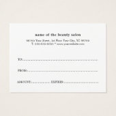 ミニマルエレガント白黒ギフト証書 (裏面)