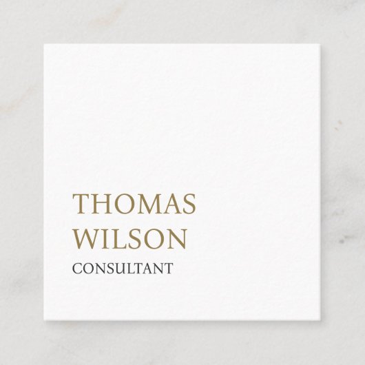 ミニマルエレガント白黒ゴールデンコンサルタント スクエア名刺 (正面)