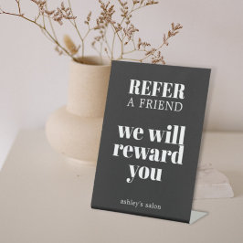 ミニマルエレガント白黒サロンペデスタルサイン 台座サイン