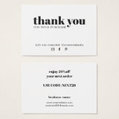 ミニマルエレガント白黒サンキュークーポン (正面&裏面)