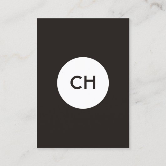 ミニマルエレガント白黒サークルモノグラム 名刺 (正面)