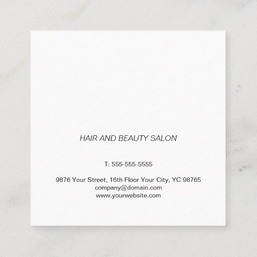 ミニマルエレガント白黒シザーヘアスタイリスト スクエア名刺 (裏面)