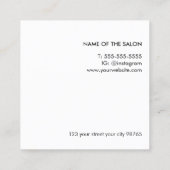 ミニマルエレガント白黒シザーヘアスタイリスト スクエア名刺 (裏面)