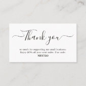 ミニマルエレガント白黒ショップクーポ感謝していン 割引カード (正面)
