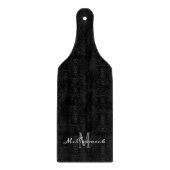 ミニマルエレガント白黒スクリプトモノグラム カッティングボード (正面)