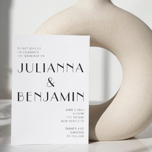 ミニマルエレガント白黒デコシック結婚ズ 招待状