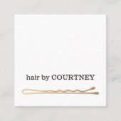 ミニマルエレガント白黒フェイク金ゴールドボビーピン スクエア名刺 (正面)