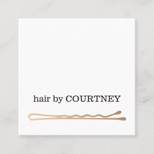 ミニマルエレガント白黒フェイク金ゴールドボビーピン スクエア名刺 (正面)