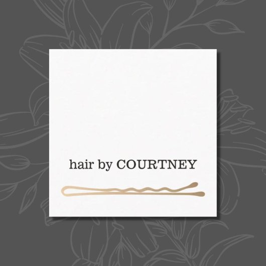 ミニマルエレガント白黒フェイク金ゴールドボビーピン スクエア名刺