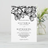 ミニマルエレガント白黒フローラサマー結婚ズ 招待状 (スタンド正面)