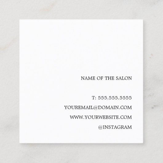 ミニマルエレガント白黒ヘアボビーピン スクエア名刺 (裏面)