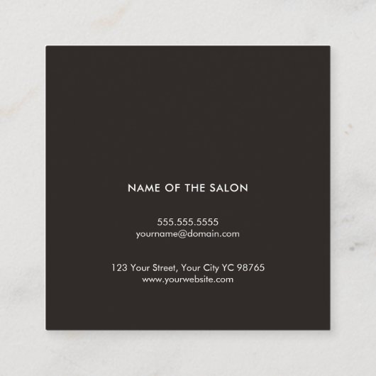 ミニマルエレガント白黒ボビーピンのヘア スクエア名刺 (裏面)