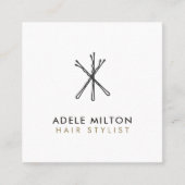 ミニマルエレガント白黒ボビーピンのヘア スクエア名刺 (正面)