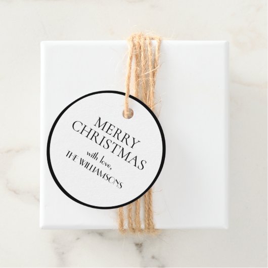 ミニマルエレガント白黒メリークリスマス フェイバータグ (インサイチュ)