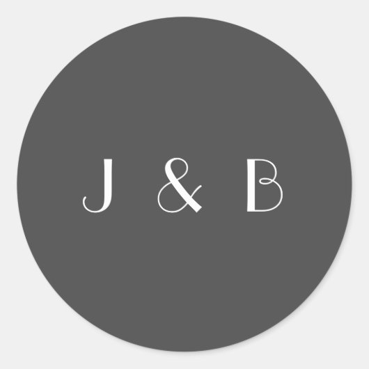 ミニマルエレガント白黒結婚ズモノグラム ラウンドシール (正面)