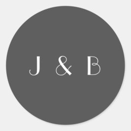 ミニマルエレガント白黒結婚ズモノグラム ラウンドシール