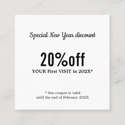 ミニマルエレガント白黒美しい 割引カード (正面)