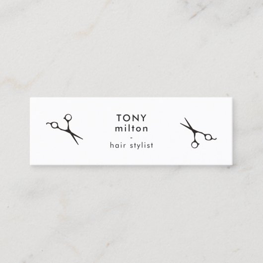 ミニマルエレガント白黒美容師 スキニー名刺 (正面)