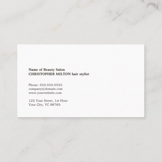 ミニマルエレガント白黒美容師 名刺 (裏面)