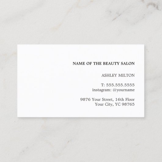 ミニマルエレガント白黒美容師 名刺 (裏面)