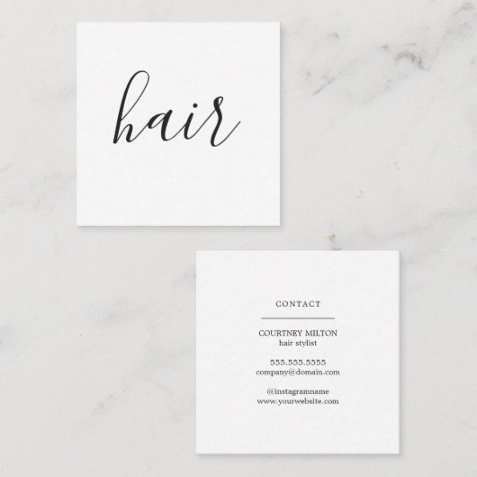 ミニマルエレガント白黒 スクエア名刺 (正面/裏面)