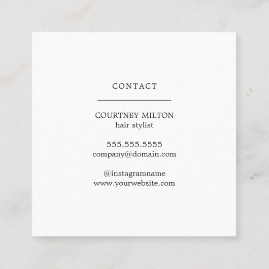 ミニマルエレガント白黒 スクエア名刺 (裏面)