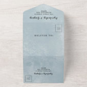 ミニマルエレガント石板ブルースチールグレーQRコード オールインワン招待状 (外側)