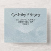 ミニマルエレガント石板ブルースチールグレーQRコード オールインワン招待状 (裏面)