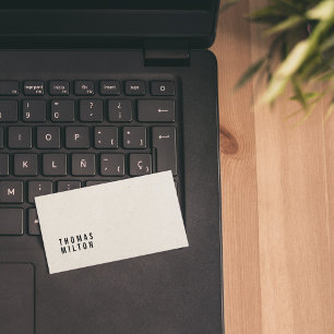 ミニマルエレガント紙テクスチャブラックコンサルタント 名刺