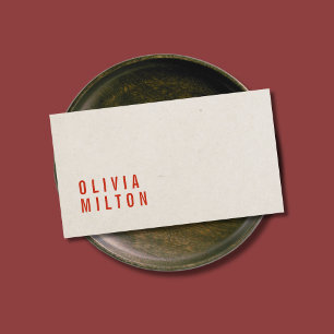 ミニマルエレガント紙テクスチャレッドコンサルタント 名刺