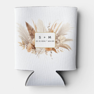 ミニマルエレガント素朴フローラ結婚ヴィンテージ 缶クーラー